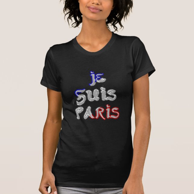 Camiseta Je Suis Paris I Love Paris Texto Art Imprimir (Anverso)