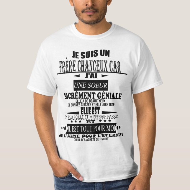 Camiseta je suis un  frère chanceux car j'ai une soeur sacr (Anverso)