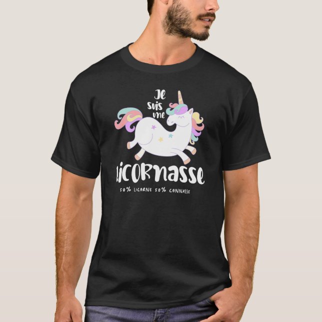 Camiseta Je suis une licornasse, 50% de licorne 50% connass (Anverso)