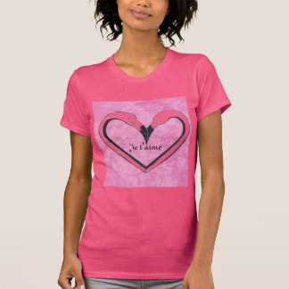 Camiseta Je t'aime, Flamingo Kiss Hears de SandyCloss