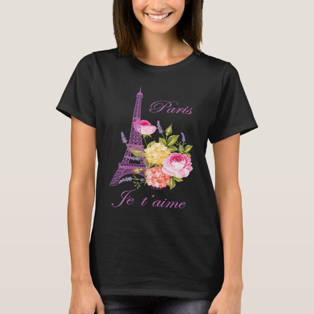 Camiseta Je t'aime Paris France City of Love Eiffel Tower E (Anverso)