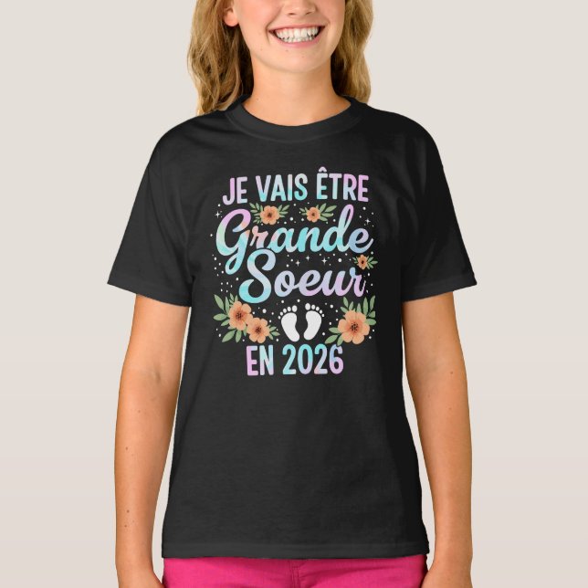Camiseta Je Vais être Grande Soeur 2026 (Anverso)