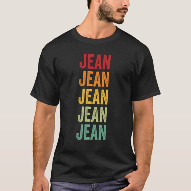 Camiseta Jean Rainbow Repetición De Jean Name Textos (Anverso)
