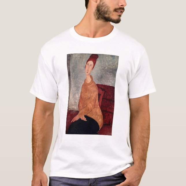 Camiseta Jeanne Hebuterne en un puente amarillo, 1918-19 (Anverso)