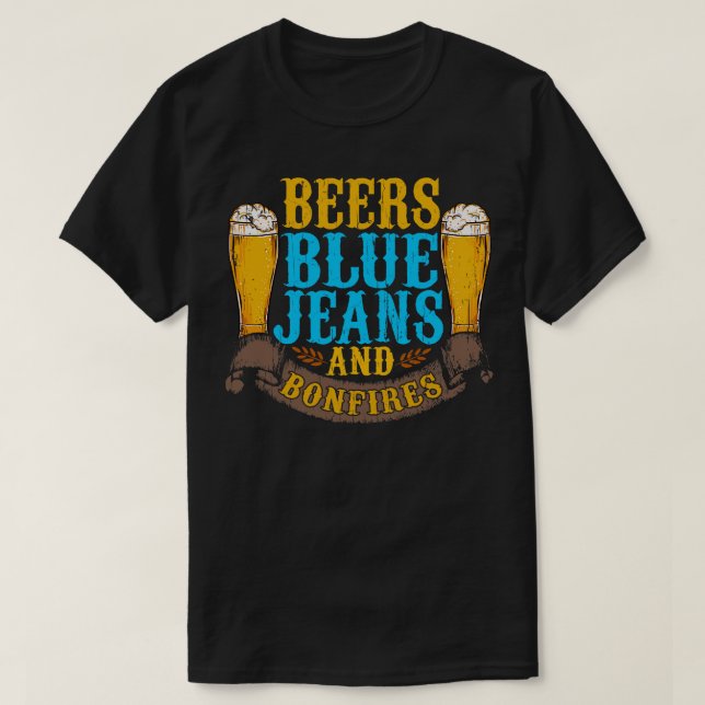 Camiseta Jeans Azules De Cerveza Y Fogatas (Diseño del anverso)