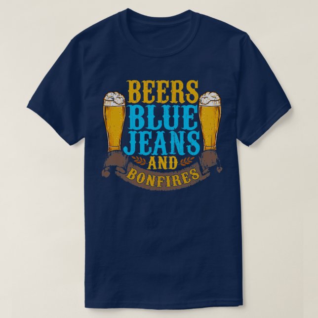 Camiseta Jeans Azules De Cerveza Y Fogatas (Diseño del anverso)