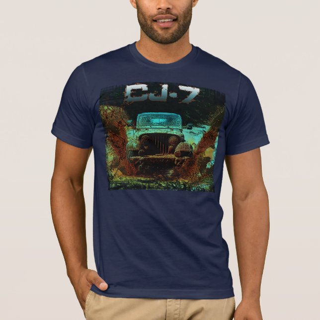 Camiseta Jeep CJ7 que golpea la escena del fango (Anverso)