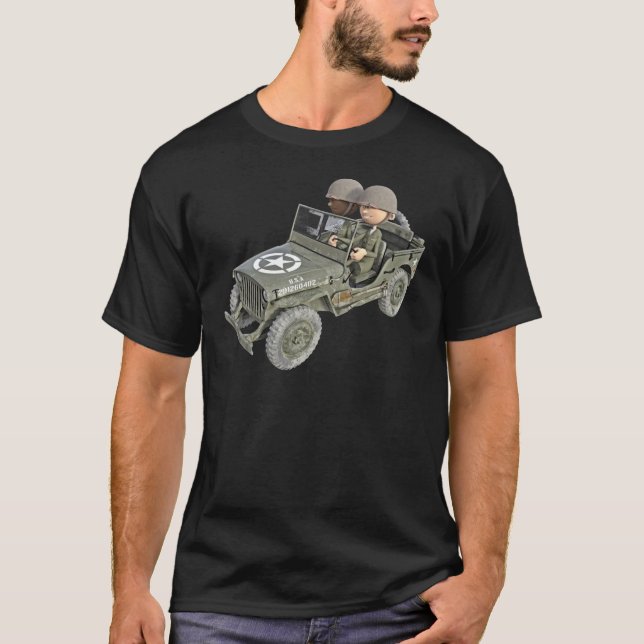 Camiseta Jeep con 2 soldados del dibujo animado (Anverso)