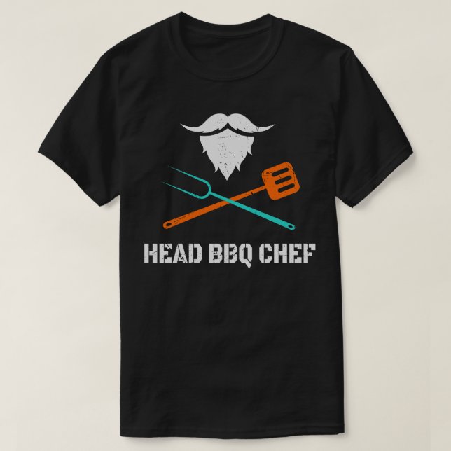 Camiseta Jefe BBQ Chef Con Barba Grill Mens Diversión (Diseño del anverso)