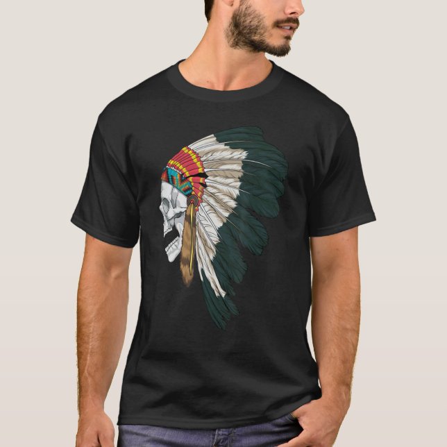 Camiseta Jefe de águila nativo de cráneo americano (Anverso)