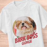 Camiseta Jefe de corteza Mascota de perro foto moderna Guay<br><div class="desc">El diseño es sencillo con un simple fondo de color y una tipografía sans serif para un aspecto de superhéroe.</div>