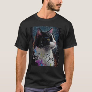 Camiseta Jefe de gato Tuxedo para mamá papá