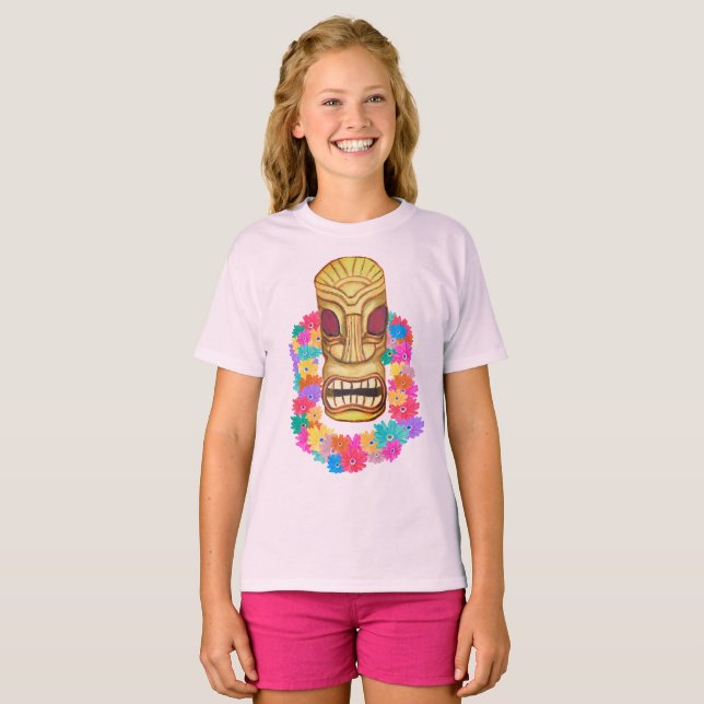 Camiseta Jefe de Tiki Hawaiian Lei (Anverso completo)
