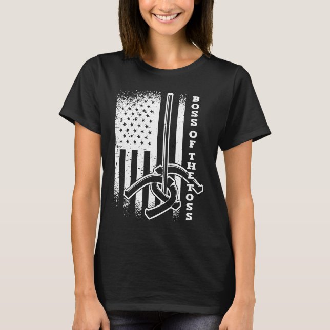 Camiseta Jefe de Toss Horseshoe Pitching American USA F (Anverso)