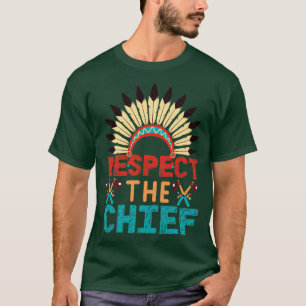 Camiseta jefe de tribu nativo americano vintage Feather Hea
