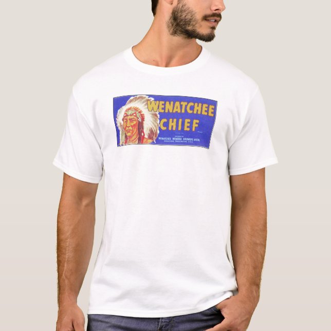 Camiseta Jefe de Wenatchee - etiqueta del cajón de la fruta (Anverso)