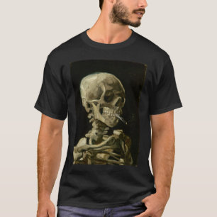 Camiseta Jefe del esqueleto con el cigarrillo de Van Gogh