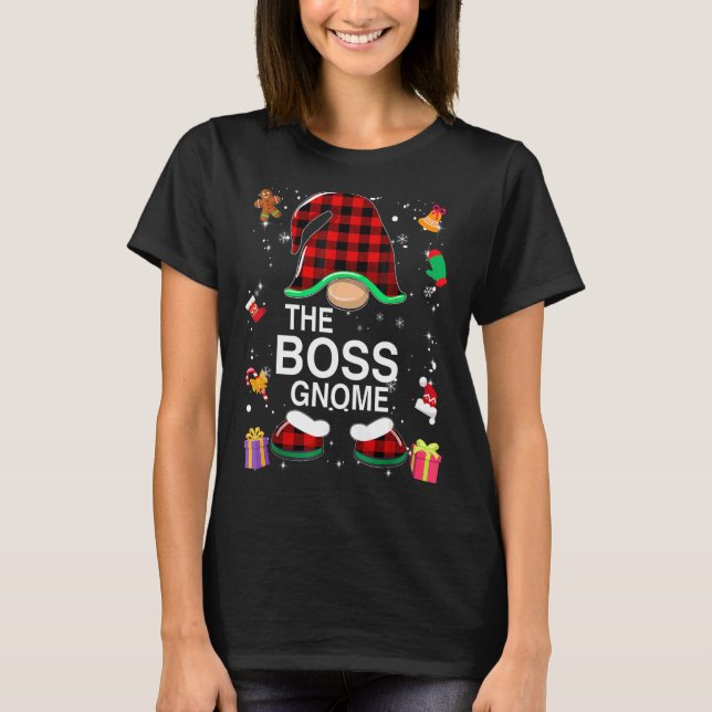 Camiseta Jefe Gnome Navidades de familia de guarnición de b (Anverso)