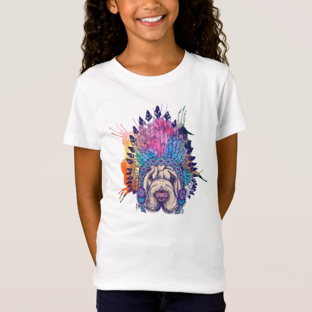 Camiseta Jefe indio del nativo americano de Sharpei (Anverso)