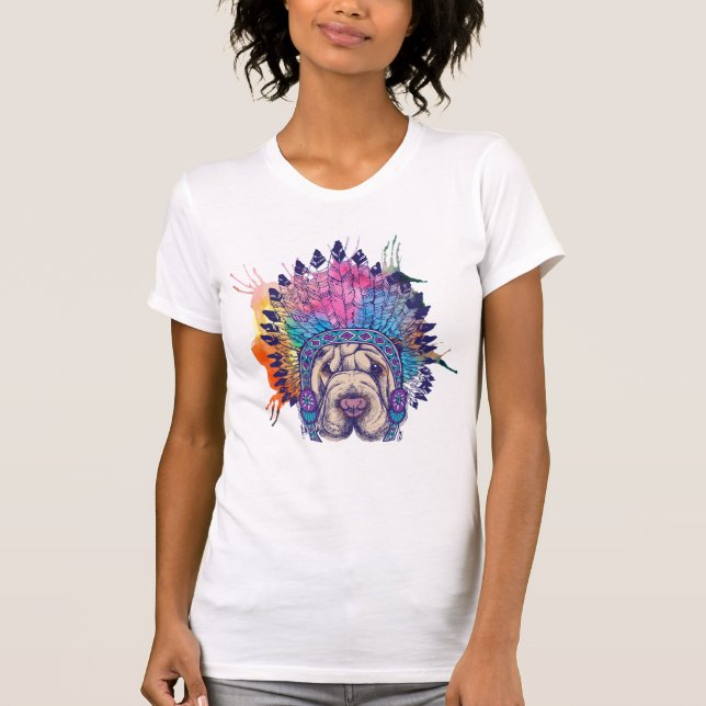 Camiseta Jefe indio del nativo americano de Sharpei (Anverso)