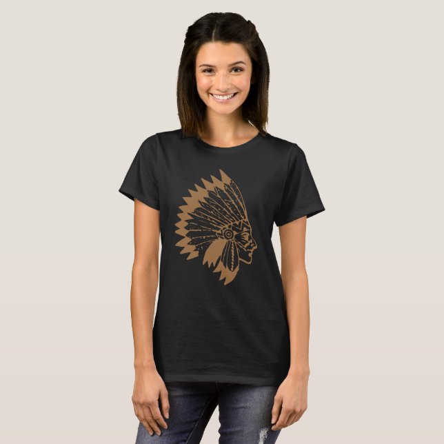 Camiseta Jefe Nativo Americano Vintage Boho Indio Apache (Anverso completo)