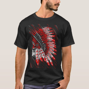 Camiseta Jefe nativo de motocicleta de cráneo indio america