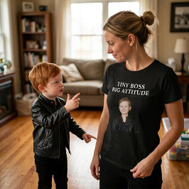 Camiseta Jefe pequeño, gran actitud Foto de niño personaliz