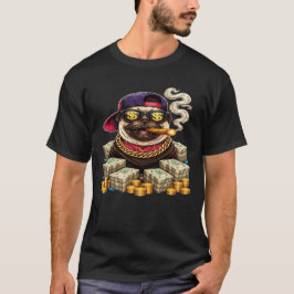 Camiseta Jefe Pug — Pug con Bling, Dinero y Cigarro"