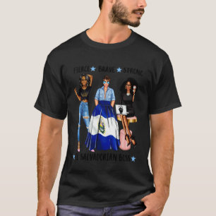 Camiseta Jefe Salvadoreño Negro Con Afro Mujer Fuerte P