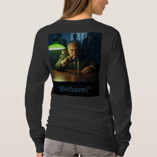 Camiseta Jefe se comporta a las mujeres negro de manga larg