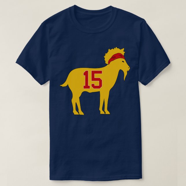 Camiseta Jefes de Kansas City Patrick Mahomes GOAT 15 niños (Diseño del anverso)