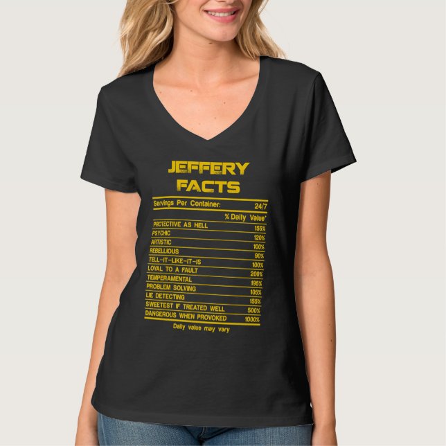 Camiseta JEFFERY facts servings nutrion daily value fathers (Anverso)