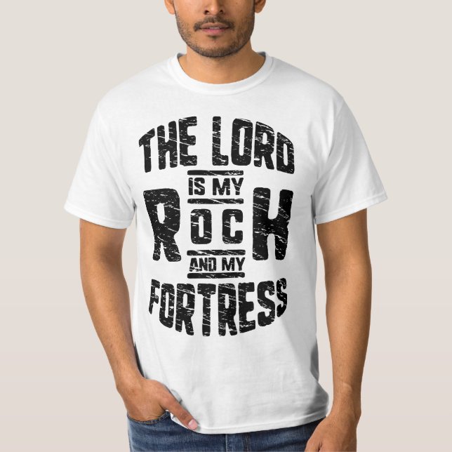 Camiseta JEHOVAH es mi Roca y mi Fortaleza Cristiana (Anverso)