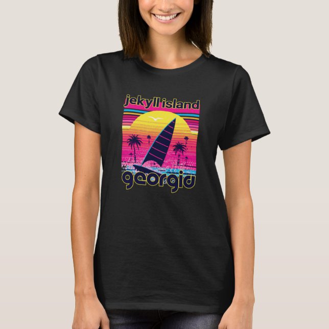 Camiseta Jekyll Island Retro 80s Style Souvenir Beach (Anverso)