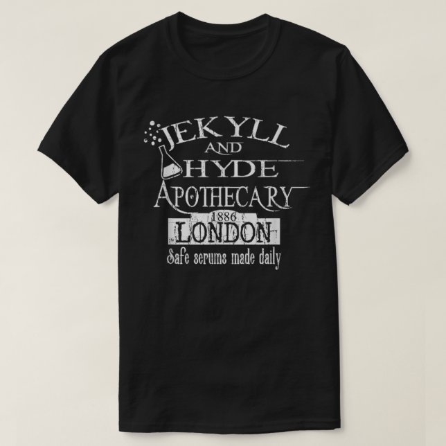 Camiseta Jekyll y Hyde Apothecary Médica Londres 1886 Hall (Diseño del anverso)
