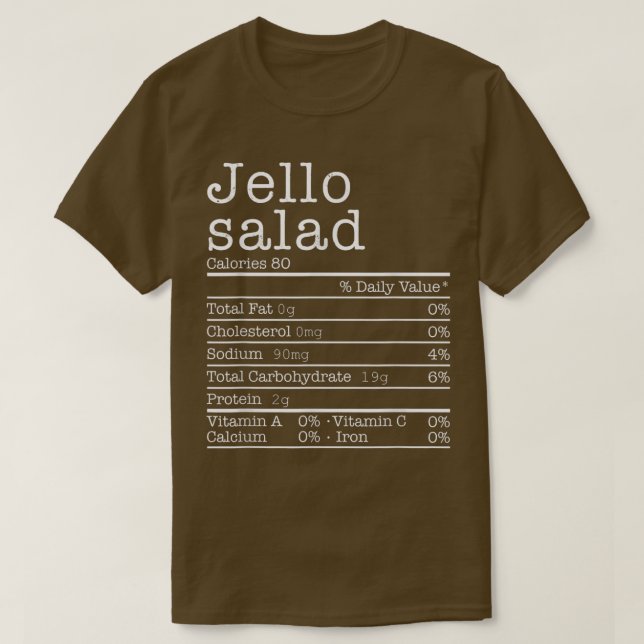 Camiseta Jello Salad Nutrition Facts Funny Thanksgiving Chr (Diseño del anverso)