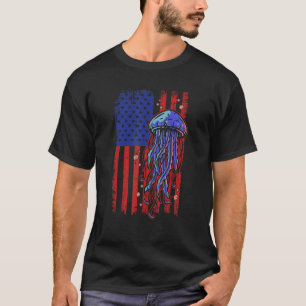 Camiseta Jellyfish Bandera de Estados Unidos Biólogo marino