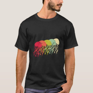 Camiseta Jellyfish Retro Gráfico-Vida Marina Hombres Mujere