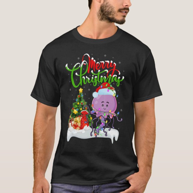 Camiseta Jellyfish   Xmas Decorations Santa Jellyfish Chris (Anverso)