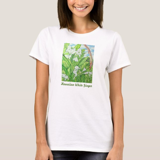 Camiseta Jengibre blanco hawaiano (Anverso)