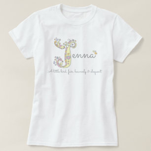 Camiseta Jenna chicas J nombre que significa árbol monogram