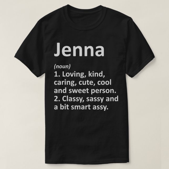 Camiseta JENNA Definición Nombre personalizado Funny Cumple (Diseño del anverso)