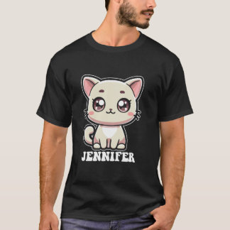 Camiseta Jennifer Cute Kitty Cat Design para Chicas Nombre