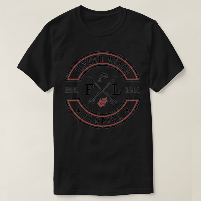 Camiseta Jensen Beach Florida FL Retro Surfer Front Back (Diseño del anverso)