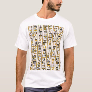 Camiseta Jeroglíficos Egipcios: Amarillo-Negro Sin Marea.