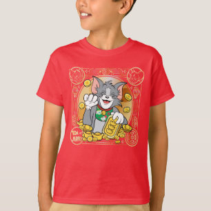 Camiseta Jerry Gato Suertudo Con Sistemas De Oro