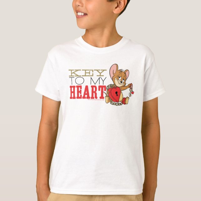 Camiseta Jerry Mouse "Key To My Heart" Valentine (Anverso)