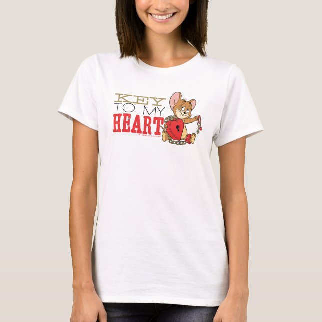 Camiseta Jerry Mouse "Key To My Heart" Valentine (Anverso)