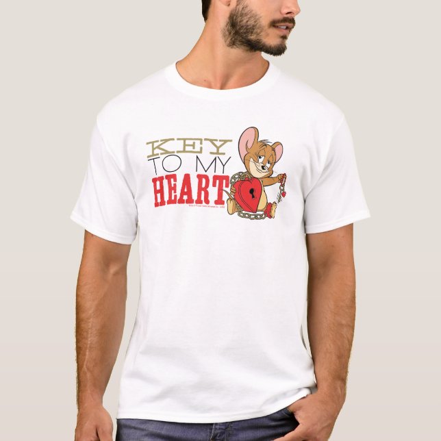 Camiseta Jerry Mouse "Key To My Heart" Valentine (Anverso)