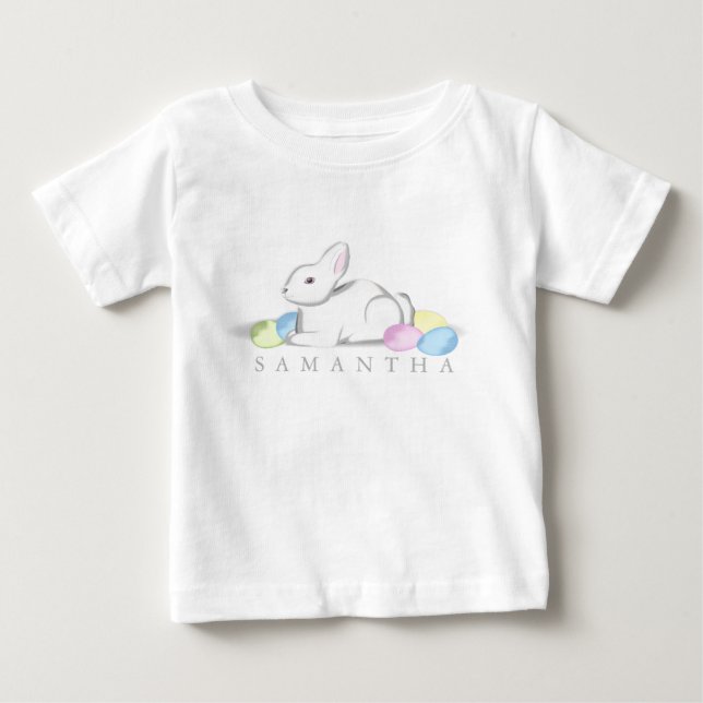 Camiseta Jersey Fina de Conejo Blanco Bebé (Anverso)